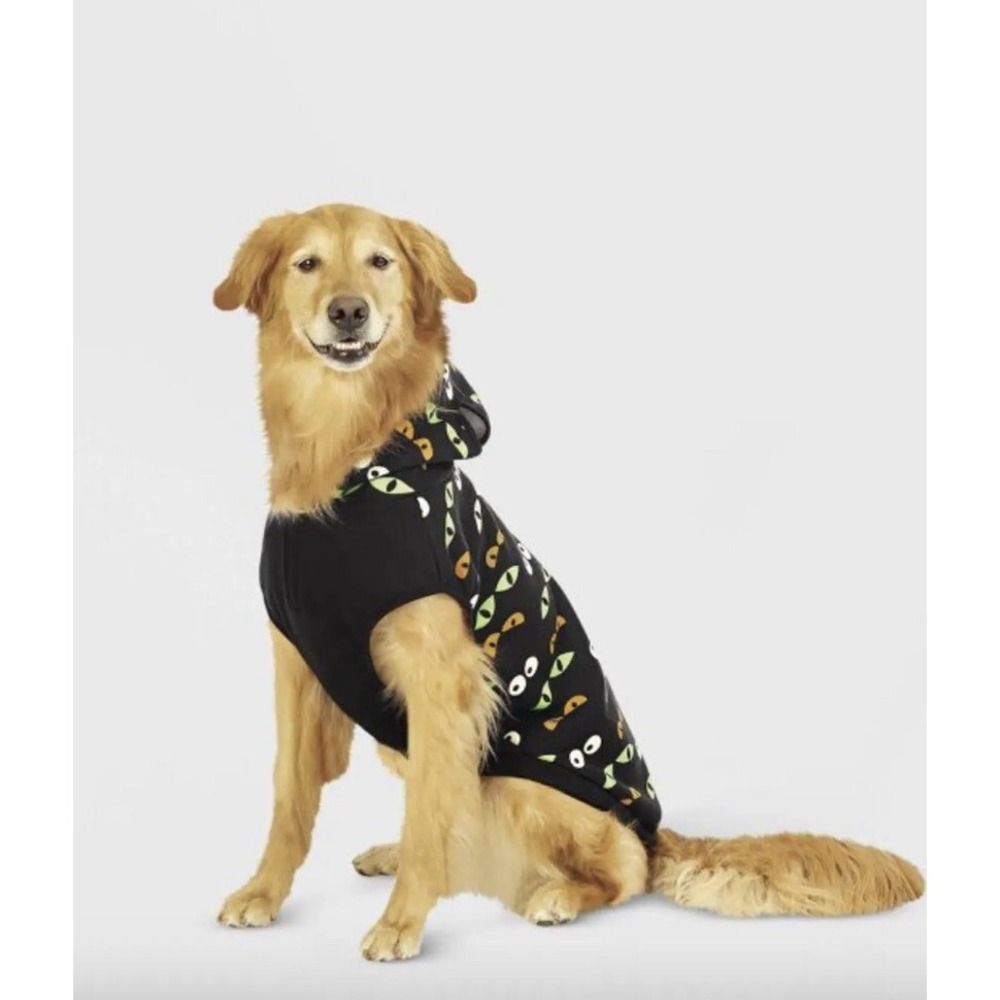 Hyde and Eek Halloween Dog Hoodie Glowing Eyes Cat Costume Black Medium NEW